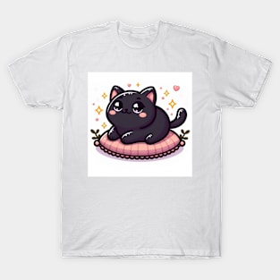 Kawaii Black Cat T-Shirt